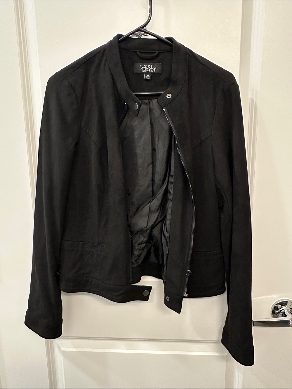CoffeeShop Black Women's Zip-Front Leather Jacket